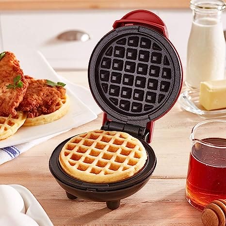 Mini Mighty Waffle Maker, Electric Waffles Maker Machine, Breakfast Dessert Baking Machine, Portable Non Stick Waffles Maker, Calf Crossing Foldable Waffle Pancake Maker, Electric Cake Maker For Pancakes Cookies Non Stick Coating