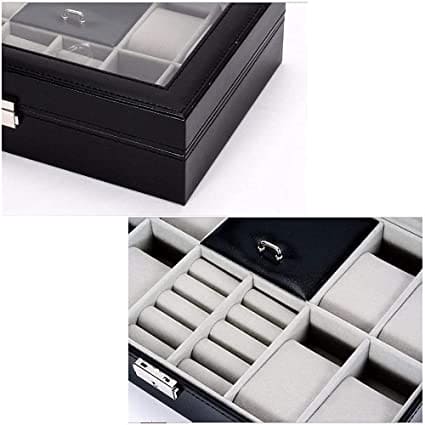 Slots Watch Boxes Storage Organizer, PU Leather Bracelets Rings Watches Display Jewellery Box, Lockable Watch Storage Case, Multifunction Watch Jewellery Box