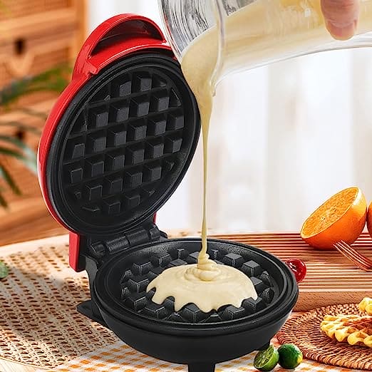 Mini Mighty Waffle Maker, Electric Waffles Maker Machine, Breakfast Dessert Baking Machine, Portable Non Stick Waffles Maker, Calf Crossing Foldable Waffle Pancake Maker, Electric Cake Maker For Pancakes Cookies Non Stick Coating