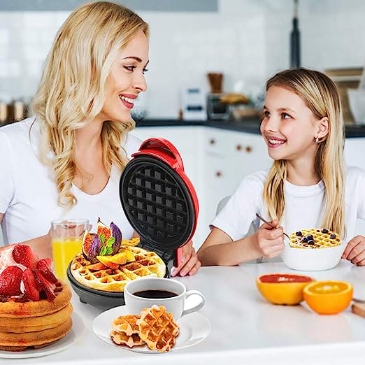 Mini Mighty Waffle Maker, Electric Waffles Maker Machine, Breakfast Dessert Baking Machine, Portable Non Stick Waffles Maker, Calf Crossing Foldable Waffle Pancake Maker, Electric Cake Maker For Pancakes Cookies Non Stick Coating