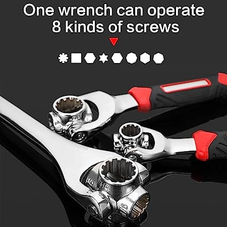 Double Head Torque Socket Wrench , 8 In 1 Socket Wrench, Multifunctional Spanner With 360 Degree Rotating Head, Multi Spanner Tool, Furniture Car Repair Spline Bolts Wrench, Multipurpose Tiger Socket Wrench, Universal Hand Tool Wrench.