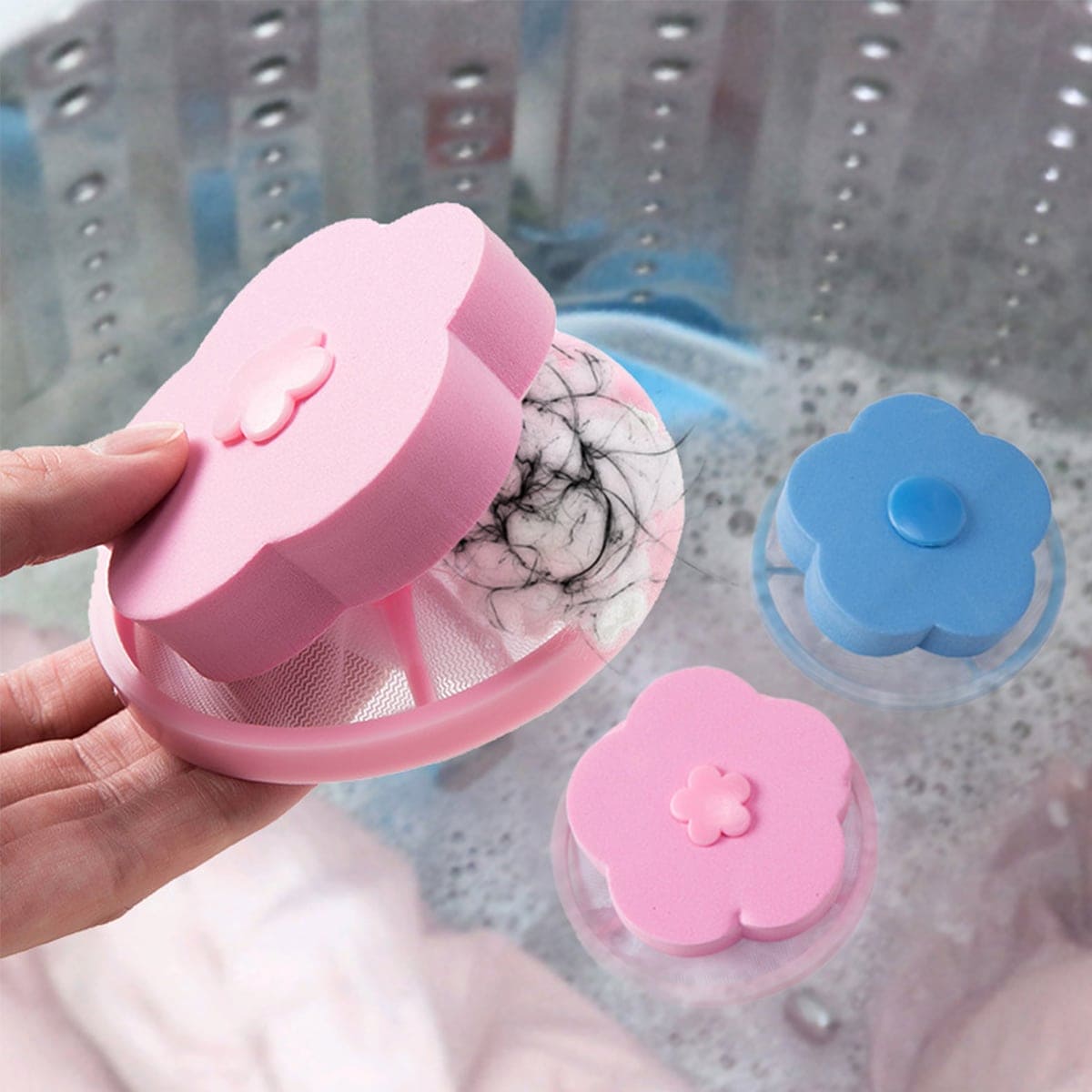 Flower Washing Machine Mesh Filter, Reusable Washing Machine Floating Lint Mesh Bag, Hair Filter Net Pouch, Washer Hair Catcher