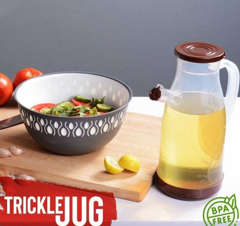 Plastic Trickle Jug, 1000ml Olive Oil Dispenser Bottle, Anti-leak Condiment Vinegar Soy Sauce Bottle, Plastic Seasoning Jar With Lid