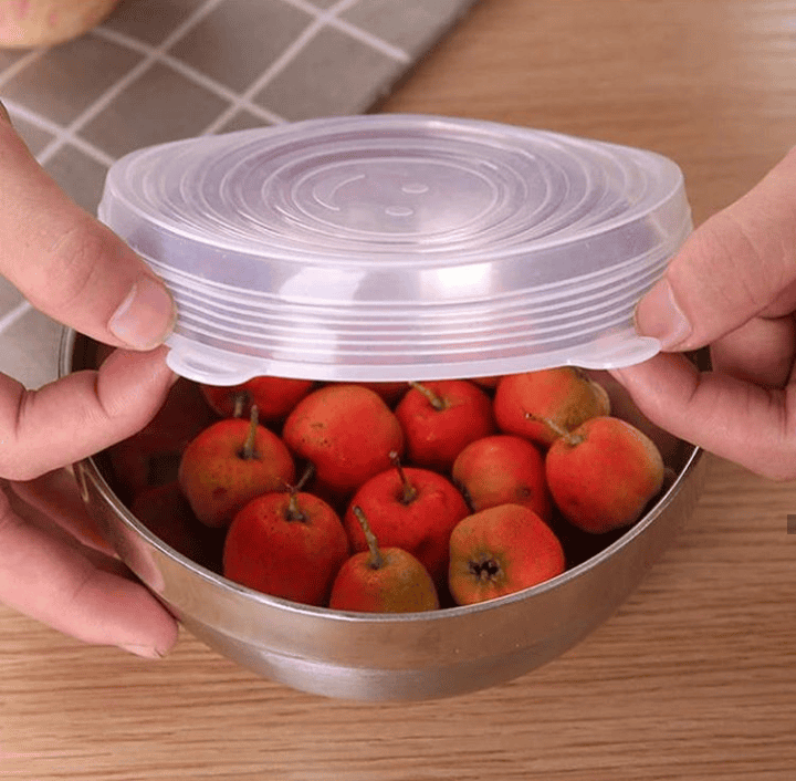 Set Of 6 Round Silicone Stretch Lids, Transparent Silicone Food Sealing Cover, Reusable Durable Food Storage Covers for Bowls, Cups, Cans