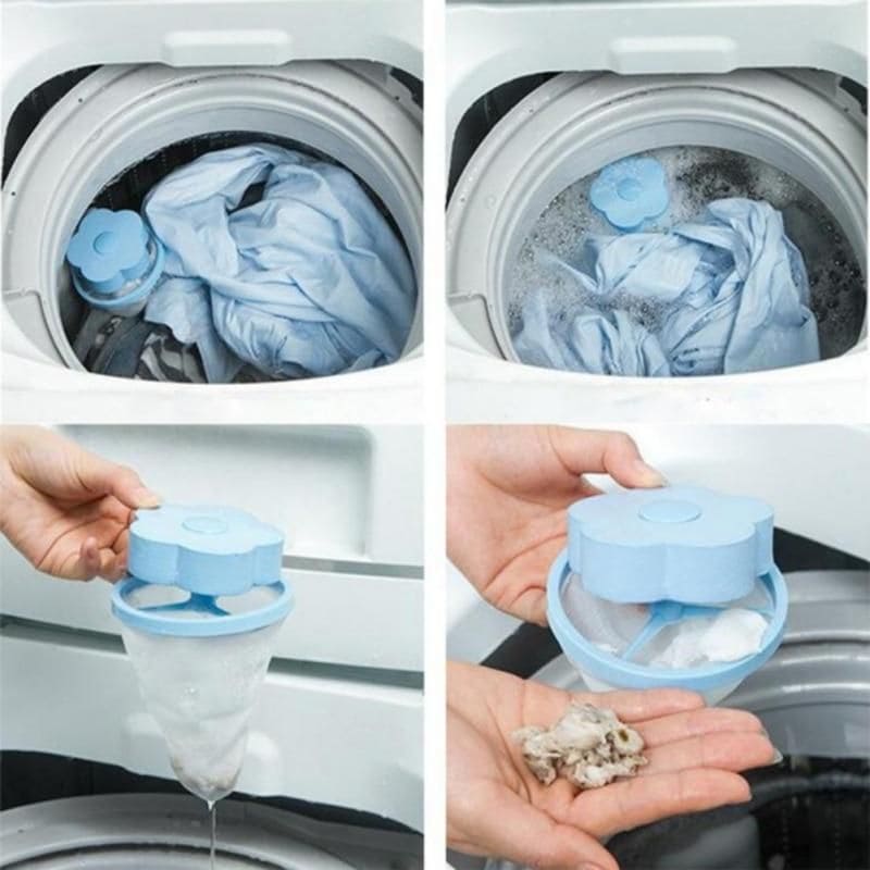 Flower Washing Machine Mesh Filter, Reusable Washing Machine Floating Lint Mesh Bag, Hair Filter Net Pouch, Washer Hair Catcher