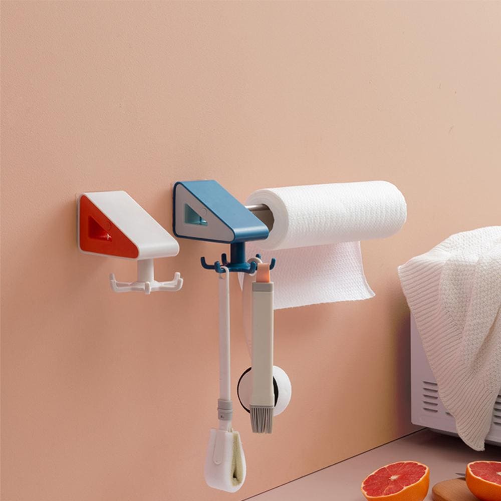 360° Rotating Paper Towel Holder, Kitchen Utensil Hanger, Multi-Purpose Kitchen Wall Hanging Rack Shelf