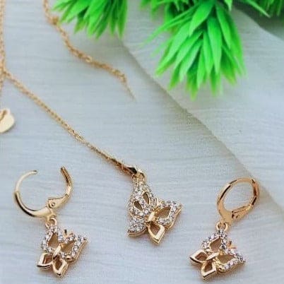 Butterfly Earrings and Necklace Pendant Set, Zarqoon Locket Set