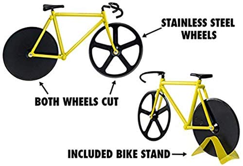 Bicycle Pizza Cutter, Stainless Steel Plastic Bike Roller Slicer, Cutting Wheels With A Stand