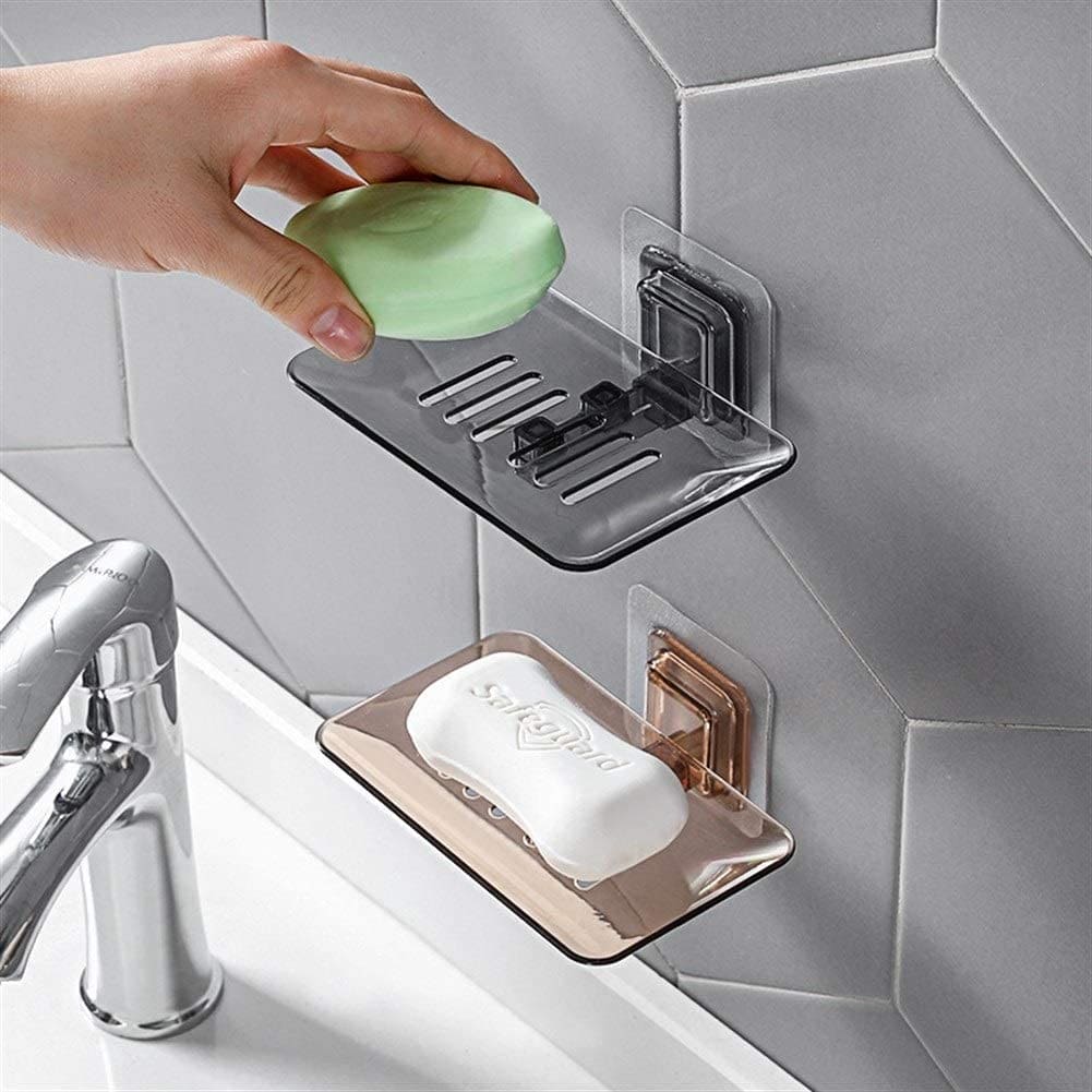 Drain Soap Holder Bathroom Suction Wall Holder, Transparent Wall-Mounted Soap Storage Rack, Kitchen Organizer Storage Rack
