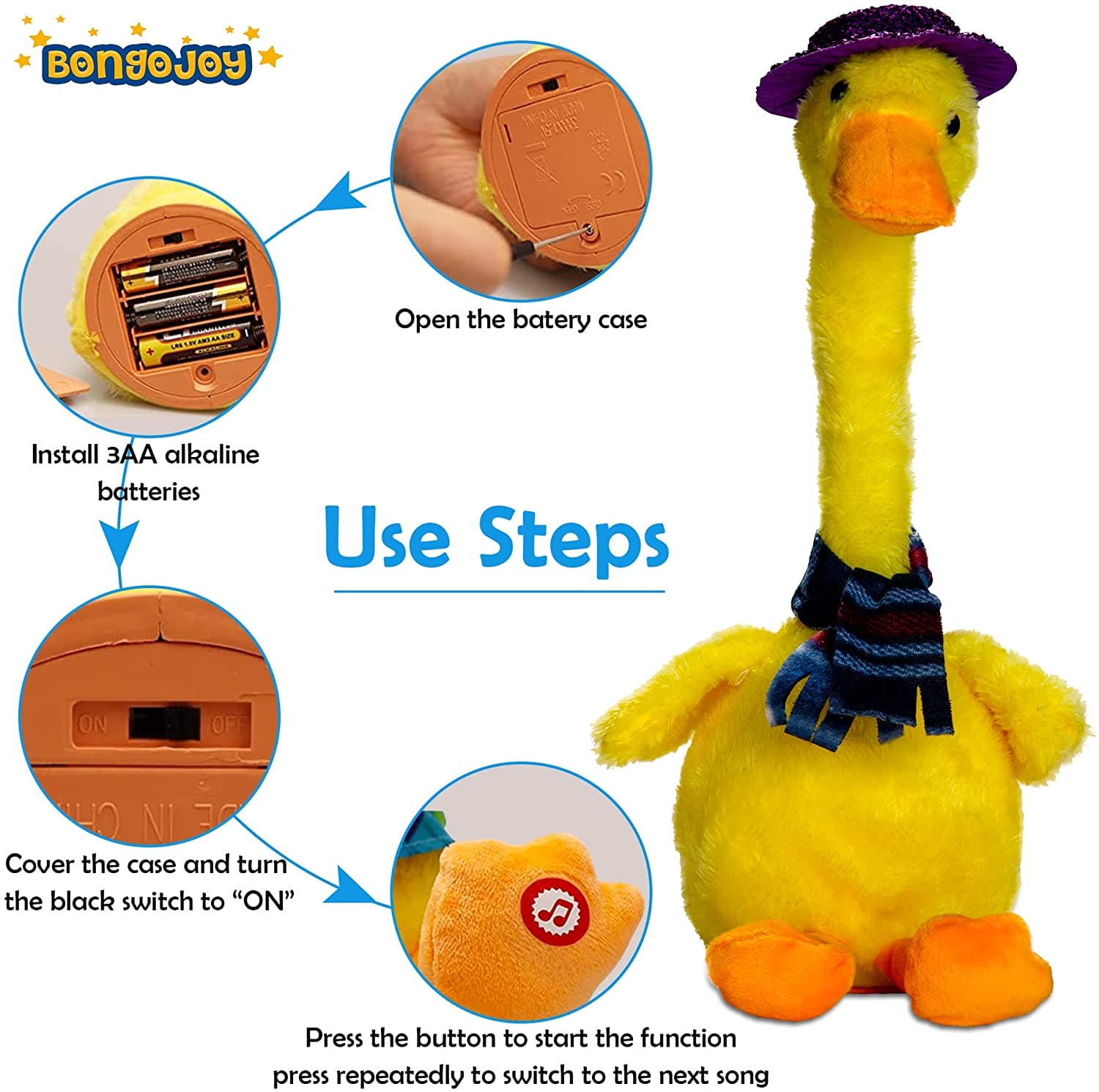 Lovely Talking Toy Dancing Duck, Electronic Dancing Ducks with Funny Clothes, Duck Plush Toy, Luminous Recording Learning to Speak Twisting Kid Toy, Speak Talk Sound Record Repeat Toy, Kids Education Toy