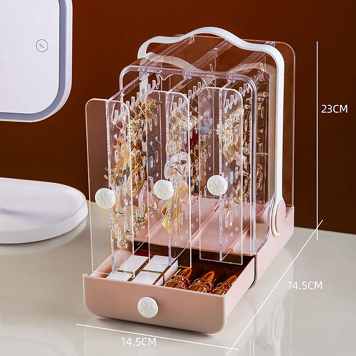 Portable Jewelry Storage Box, Acrylic Earrings Display Stand, Transparent Jewelry Holder