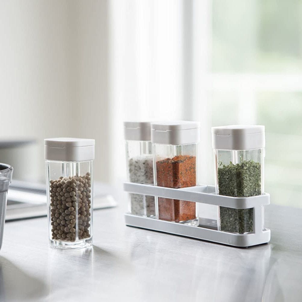 4 Pcs Spice Bottles With Rack, Seasoning Shaker Box, Transparent Storage Containers For Salt, Spices & Herbs