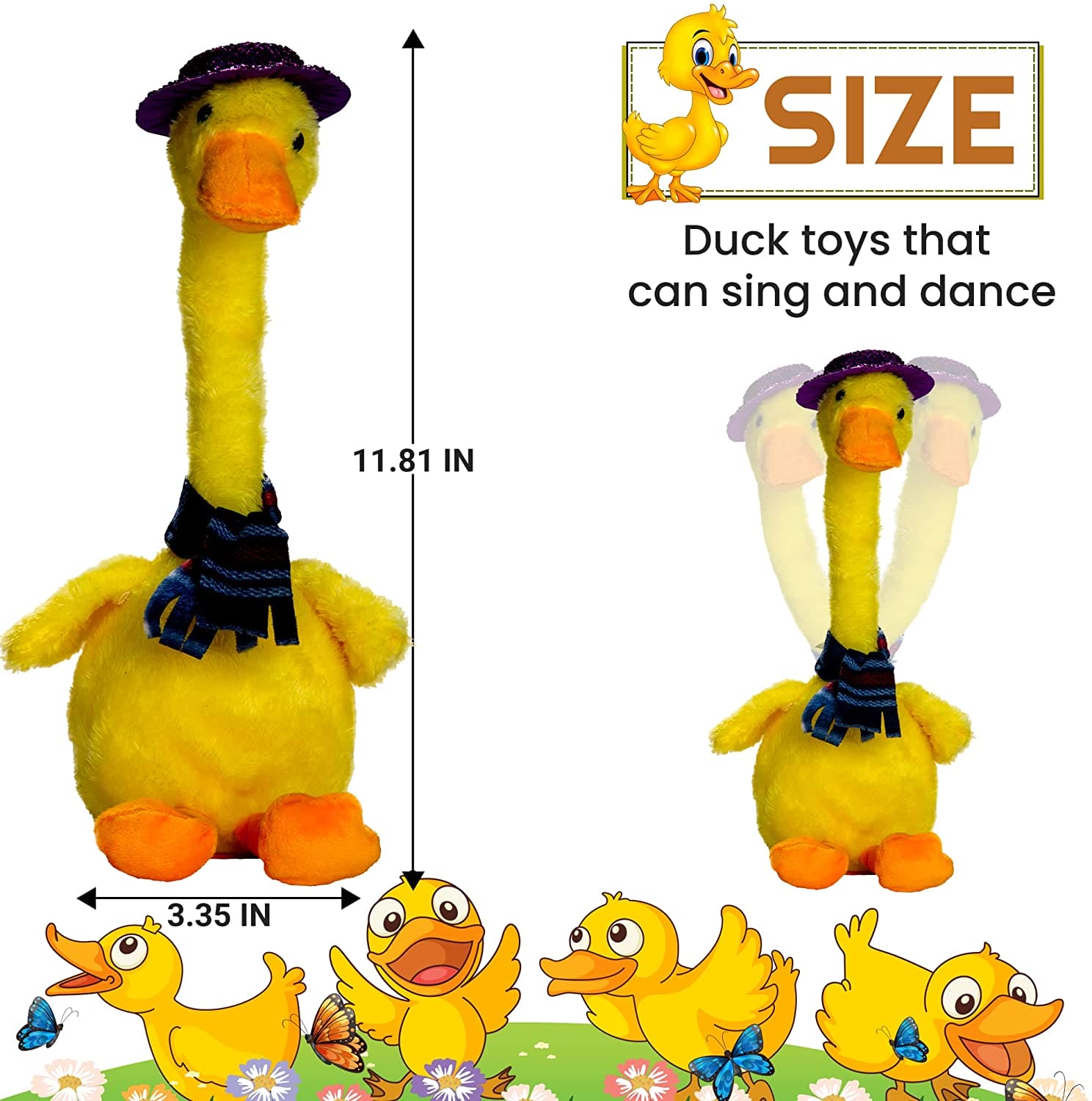 Lovely Talking Toy Dancing Duck, Electronic Dancing Ducks with Funny Clothes, Duck Plush Toy, Luminous Recording Learning to Speak Twisting Kid Toy, Speak Talk Sound Record Repeat Toy, Kids Education Toy