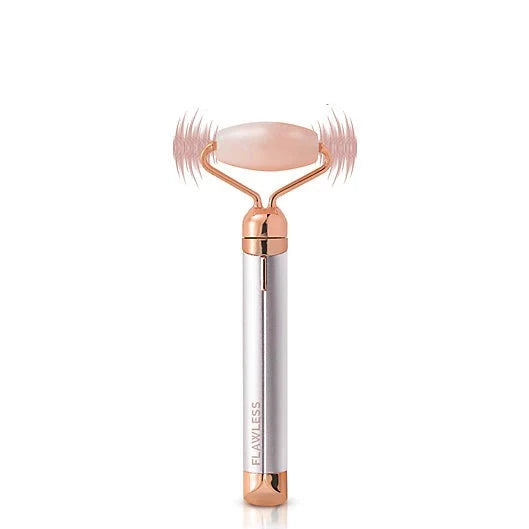 New 2 In 1 Flawless Contour, Flawless Jade Roller, Micro Vibrating Facial Roller And Massager, Automatic Facial Vibrate Face Massager, Electric Pink Rose Quartz Facial Massager, Vibrating Face Body Massage Tool, Skin Care Lift Tightening Women Beauty Bar