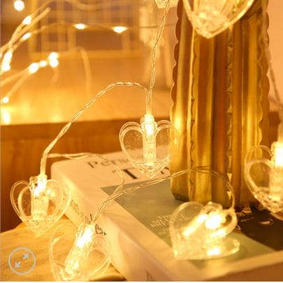 10 Pcs Led Photo Clip String Lights, Outdoor Heart-Shaped Fairy Lights, Curtain String Light Heart Shaped LED String Lights