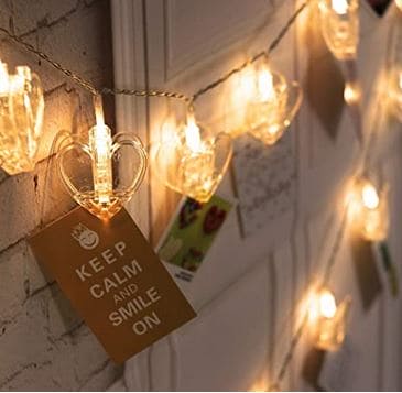 10 Pcs Led Photo Clip String Lights, Outdoor Heart-Shaped Fairy Lights, Curtain String Light Heart Shaped LED String Lights