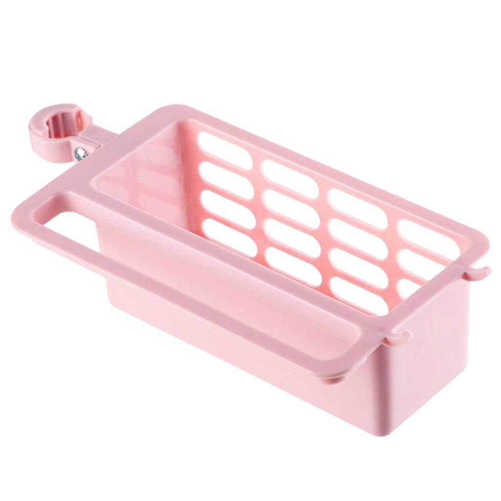 Kitchen Sink Sponge Hanging Basket, Dishcloth Hanger, Hook Soap Box Storage Organizer, Faucet Drain Plastic Rack Container