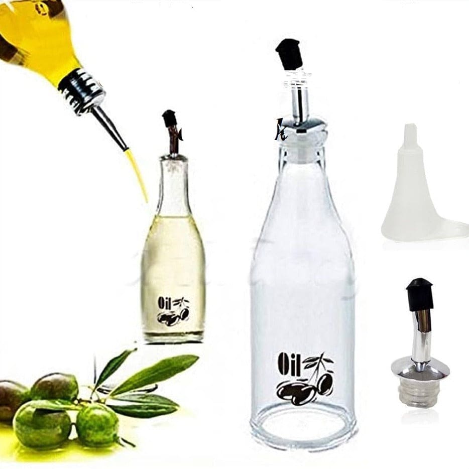 Acrylic Kitchen Oil Bottle, Oil Condiment Bottle With Metal Nozzle, Vinegar And Oil Dispenser, Transparent Oil Pouring Bottle, 800ml Kitchen Oil Dispenser Funnel Bottle, Oil Dispenser For Kitchen and Barbecue Party, Pouring Oil Bottle
