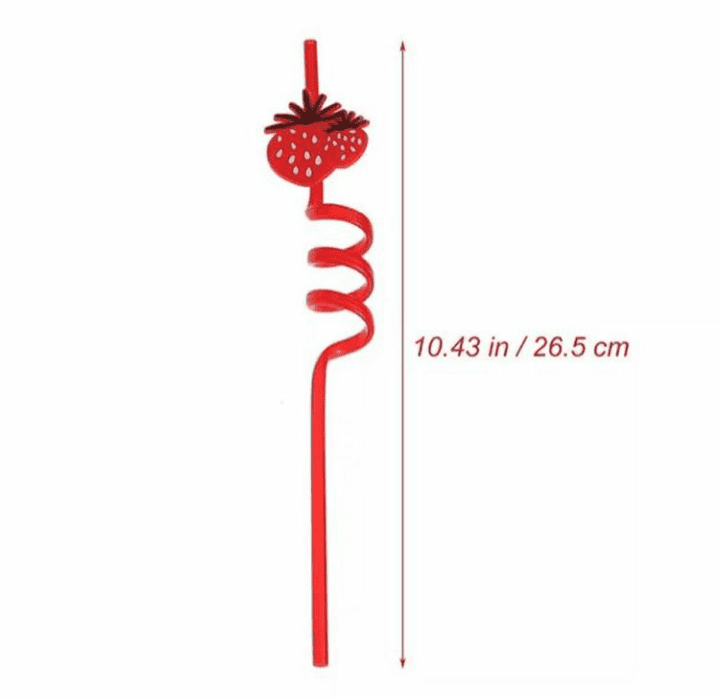 Pack Of 4 Fruity Straws, Silly Crazy Loop Fruity Straw, Flamingo Fruity Straw