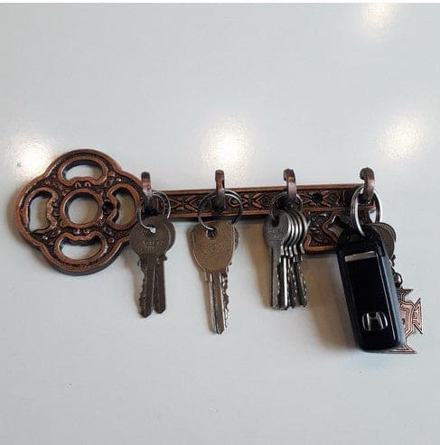 Cast Iron Key Design Keys Holder, Key Shaped Wall Mounted K Wall Mounted 4 Hooks Key Holder, Car Key Bike Key Holder Home Key Holder