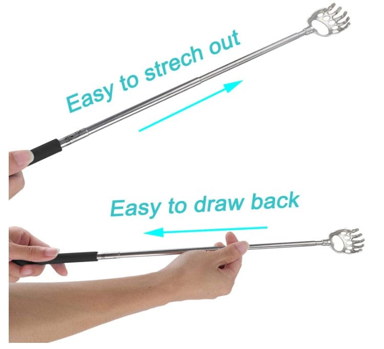 Stainless Steel Telescopic Back Scratcher, Claw Portable Massager, Anti Itch Self Massager, Hackle Hand Telescopic Back Scratcher,  Bear Claw Extendable Telescoping Itch Sticks