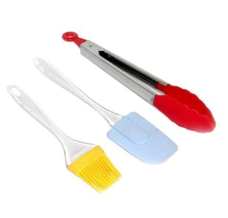 Set Of 3 Spatula Brush With Tong, Transparent Handle Silicon Cream Tong, Scrapers And Brush, Floor/ Butter Spatula Cake Decorations Baking Cooking Tool, 3in1 Silicone Spatula Oil Brush and Food Clip, Silicone Kitchenware Set