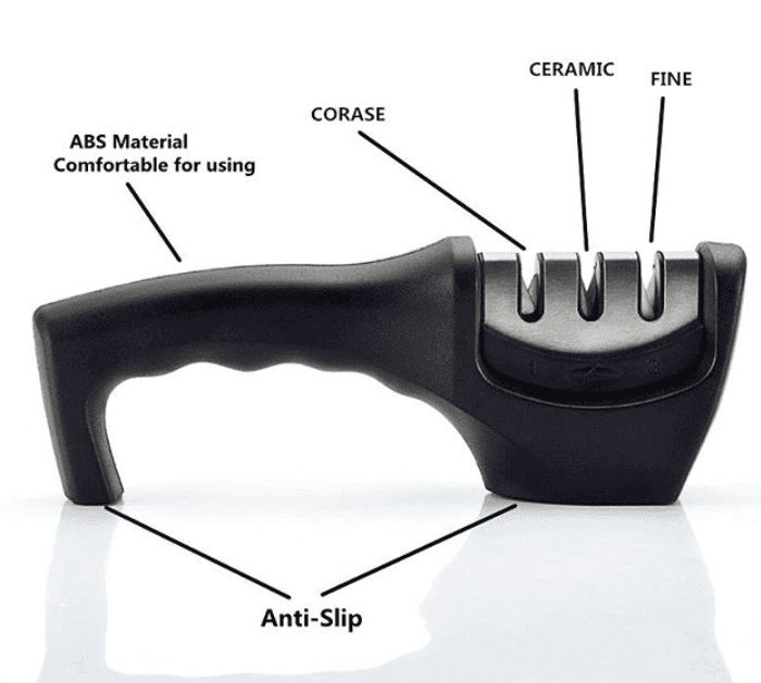 Knife Sharpener for Kitchen Knifes, Steel Stage Knife Sharpening Kit, Manual Sharpening Tool