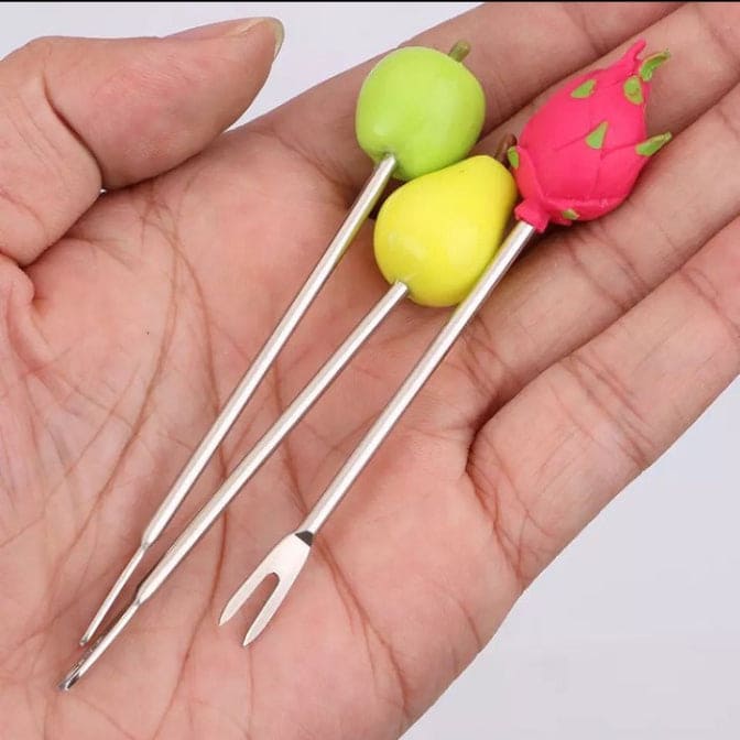 6pcs/Set Snack Cake Dessert Food Fork, Stainless Steel Cute Creative Party Decoration Fruit Fork, Food Picks Forks For Kids