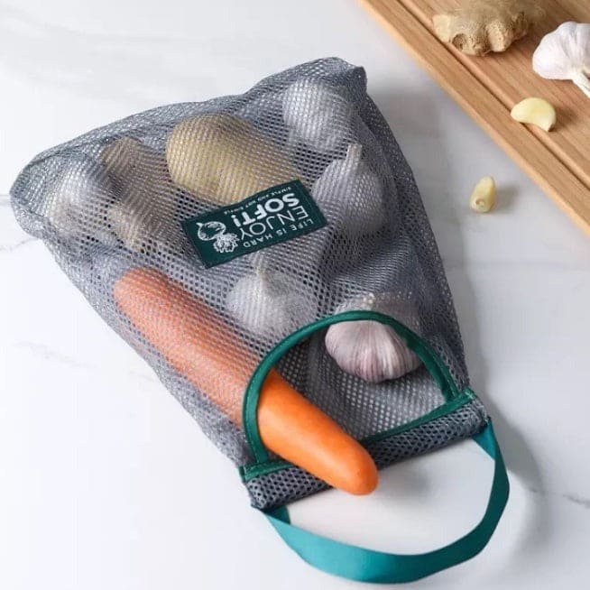 Household Wall Hanging Storage Net Bag, Washable Mesh Grocery Bags, Kitchen Onion Bag, Garlic Storage Basket, Multipurpose Breathable Fruit And Vegetable Bag