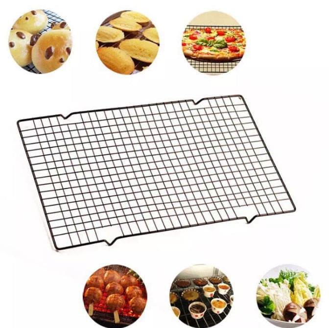 Stainless Steel Wire Grid Cooling Tray, Non Stick Food Rack, Kitchen Baking Pizza Bread Biscuit Holder Shelf, Baking Pan and Cooling Rack