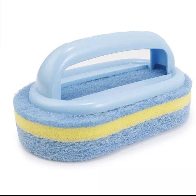 Plastic Cleaning Sponge Brush With Handle, Tile Decontamination Bathtub Cleaning Brush, Handheld Sponge Cleaning Brush, Durable Bathroom Kitchen Tool