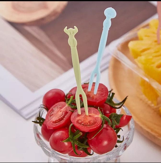 50Pcs/Pack Disposable Cartoon Fruit Forks, Children Food Picks, Mini Food Tasting Forks