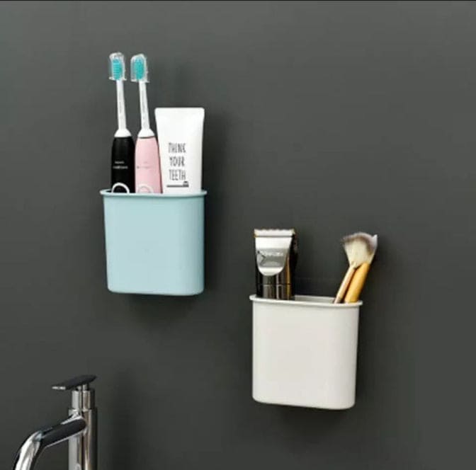Wall Mounted Toothpaste Toothbrush Barrel, Toothpaste Storage Organizer, Self Adhesive Toothbrush Toothpaste Holder