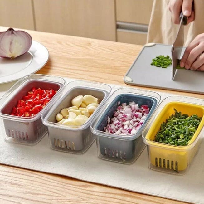 Drawer Refrigerator Basket, Stretchable Fridge Organizer, Pull-out Drawer Fresh Spacers, Ginger Garlic Storage Container For Refrigerator, Vegetables And Fruits Storage Containers