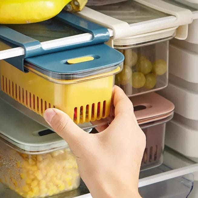 Drawer Refrigerator Basket, Stretchable Fridge Organizer, Pull-out Drawer Fresh Spacers, Ginger Garlic Storage Container For Refrigerator, Vegetables And Fruits Storage Containers
