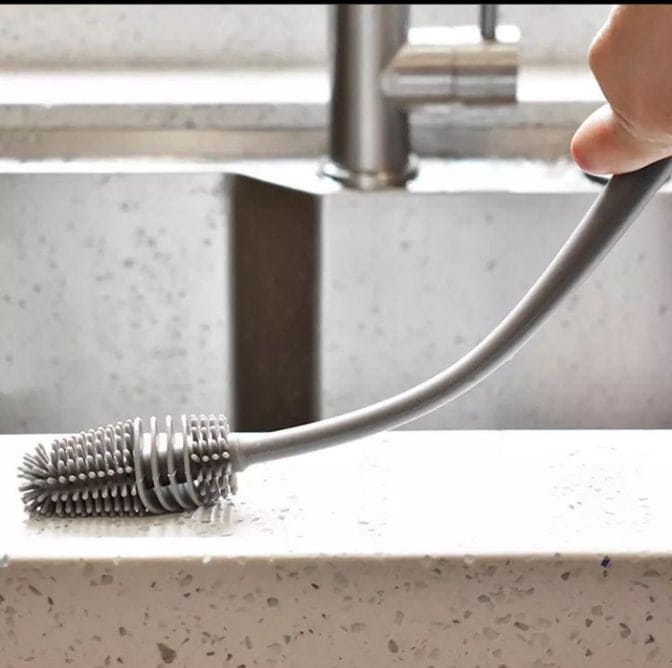 Bottle Cleaning Brush, Rubber TPR Bristles Long Handle Cleaning Brush, Milk Bottle Cleaning Brush, Bendable Toilet Brush For Bathroom, Deep-Cleaning Toilet Bowl Brush