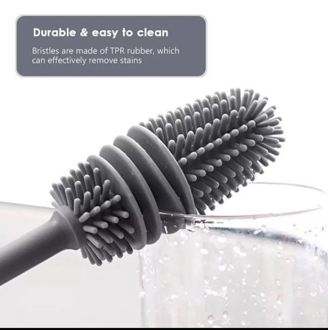 Bottle Cleaning Brush, Rubber TPR Bristles Long Handle Cleaning Brush, Milk Bottle Cleaning Brush, Bendable Toilet Brush For Bathroom, Deep-Cleaning Toilet Bowl Brush