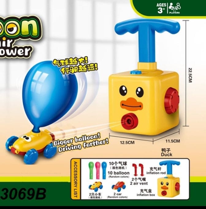 Balloon Launcher, Powered Car Toy Set, Manual Balloon Pump for Kids, Eutreec Balloon Powered Car Launcher