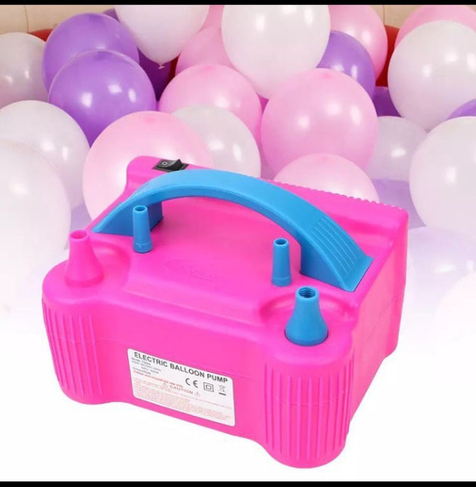 Electric Balloon Pump, Inflate Air Balloon Pump, Portable Dual Nozzle Rose Red Electric Balloon Machine, Portable Air Blower Pump for Balloons
