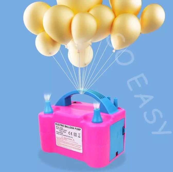 Electric Balloon Pump, Inflate Air Balloon Pump, Portable Dual Nozzle Rose Red Electric Balloon Machine, Portable Air Blower Pump for Balloons