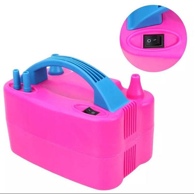 Electric Balloon Pump, Inflate Air Balloon Pump, Portable Dual Nozzle Rose Red Electric Balloon Machine, Portable Air Blower Pump for Balloons