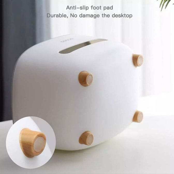 Tissue Box Holder With Wooden Cover, Multifunction Tissue Box ABS Material Storage Organizer, Desktop Tissue Box With Hidden Mobile Phone Holder, Remote Holder And Tissue Box Cover