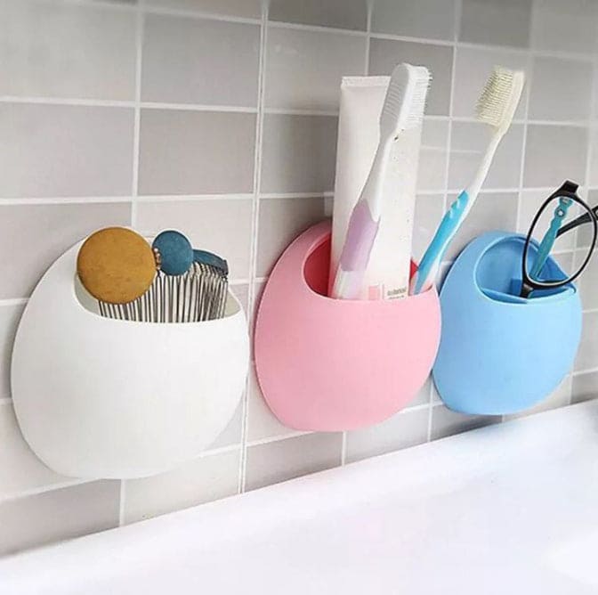 Multifunctional Bathroom Storage Shelf, Strong Suction Cup Toothbrush Holder, Wall Mounted Storage Box, Multifunctional Bathroom Toothpaste Caddy Toothbrush Organizer
