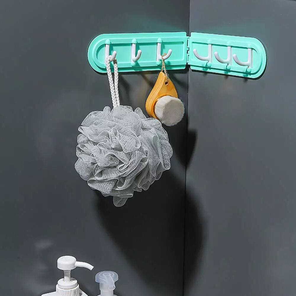 Corner Hanging Hook, Wall-Mounted Corner Wall Hook, Multifunctional Six Hooks Rack, Space-Saving Kitchen Bathroom Hanger