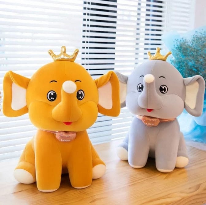 Crown Baby Elephant Plush Soft Stuffed Toy, Soft And Cuddly Plush Toy For Kids