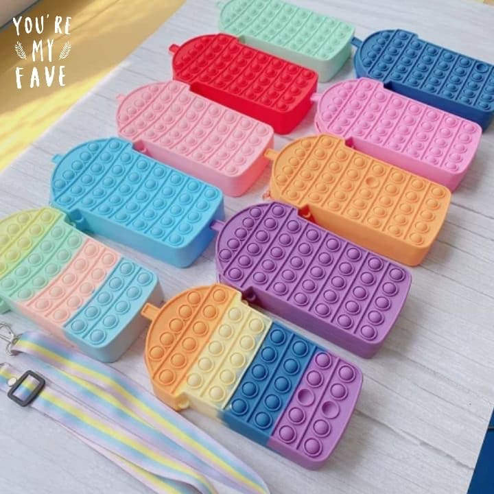 New 3D Silicone Ice Cream Shaped Pop It Bags, Pop It Adults Decompression Bag, New Mini Fingertip Toy Bag, Sensory Silicone Pop Fidget Bags For Kids, Push Bubble Popet Bag
