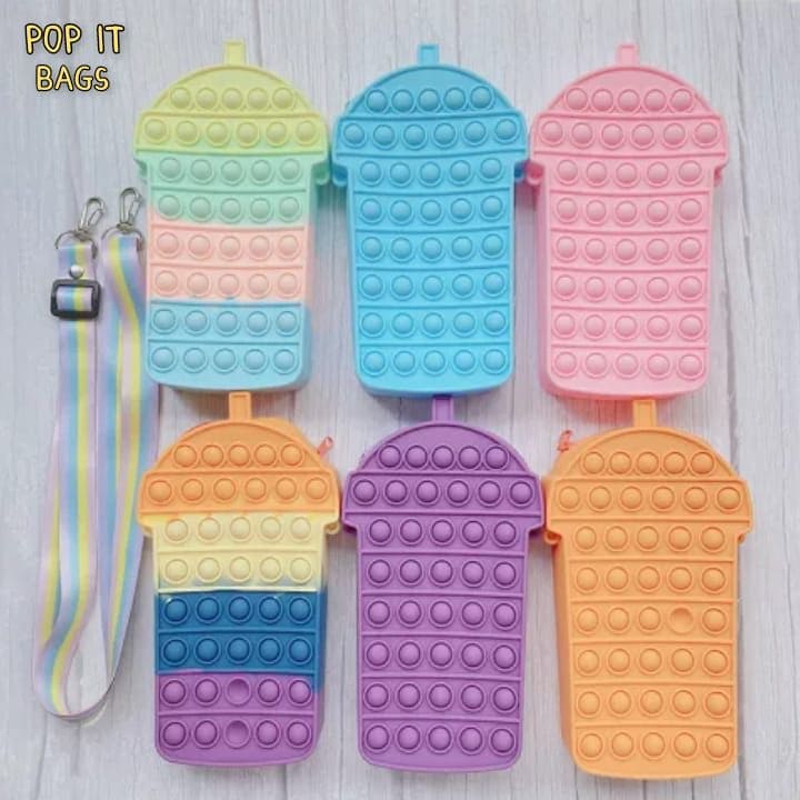New 3D Silicone Ice Cream Shaped Pop It Bags, Pop It Adults Decompression Bag, New Mini Fingertip Toy Bag, Sensory Silicone Pop Fidget Bags For Kids, Push Bubble Popet Bag