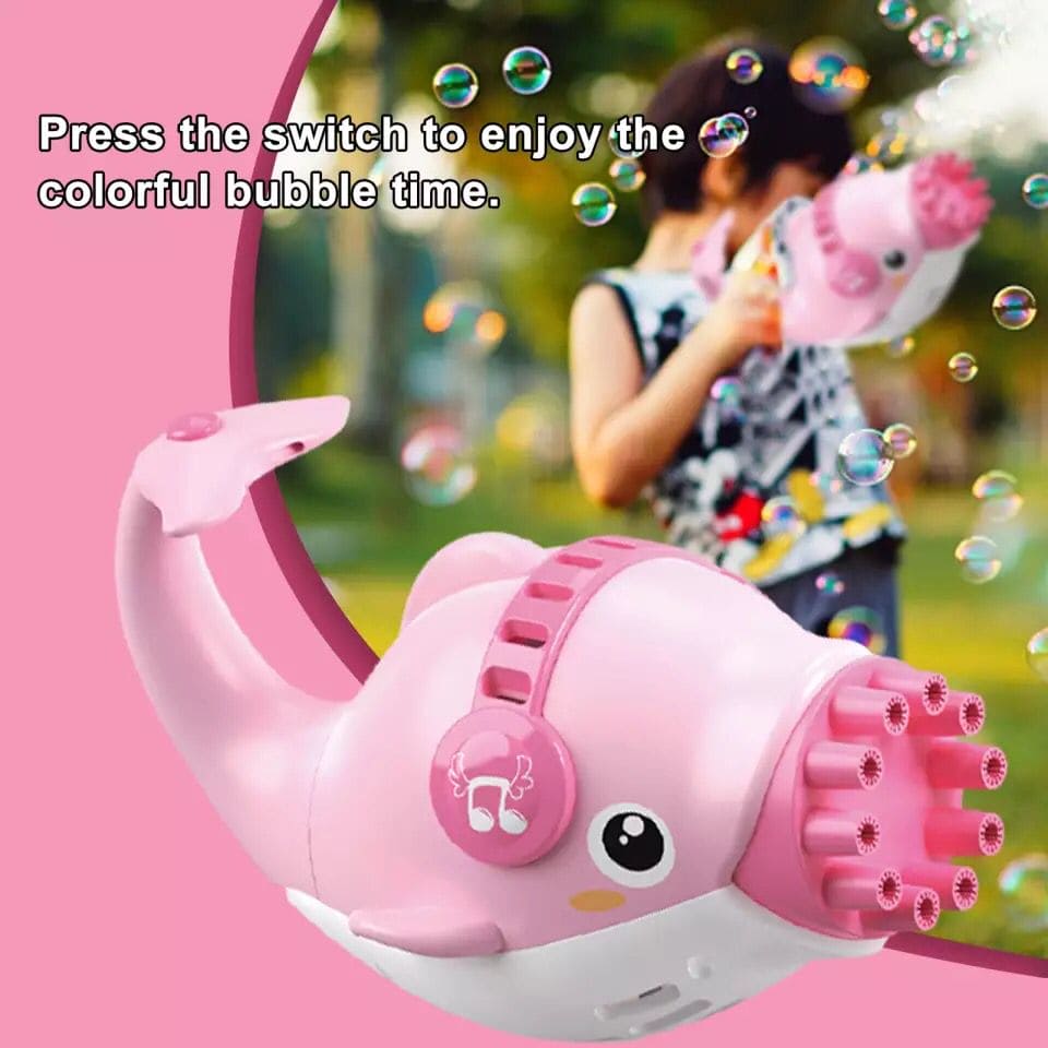 Bubble Gun Blower for Kids, Non-Toxic Leak-Resistant Easy Refill Dolphin  Bubble Blaster Toy with Soap Solution, Bubble in Minutes, Perfect for