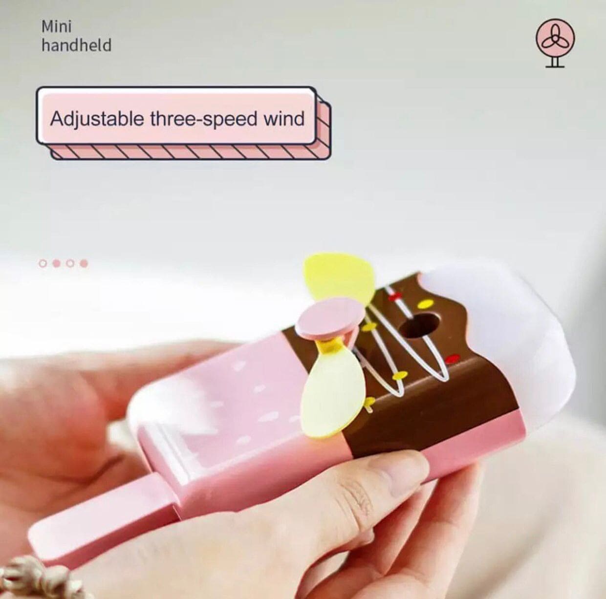 Mini Fashionable Misting Usb Rechargeable Fan, Ice Cream Shaped Spray Fan, Handheld Humidifier Cooling Fan For Cycling Camping Fishing