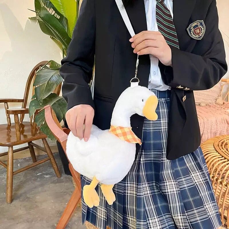 Fluffy Goose Duck Messenger Bags, Plush Crossbody Bags, Soft Stuffed Shoulder Bags For Girls, Elegant Women Crossbody Bags